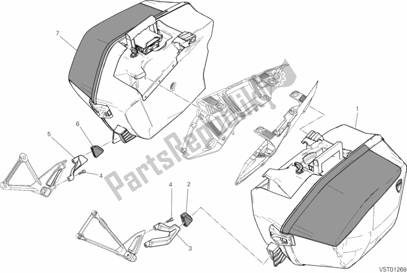 All parts for the Side Panniers of the Ducati Multistrada 1200 S GT 2014
